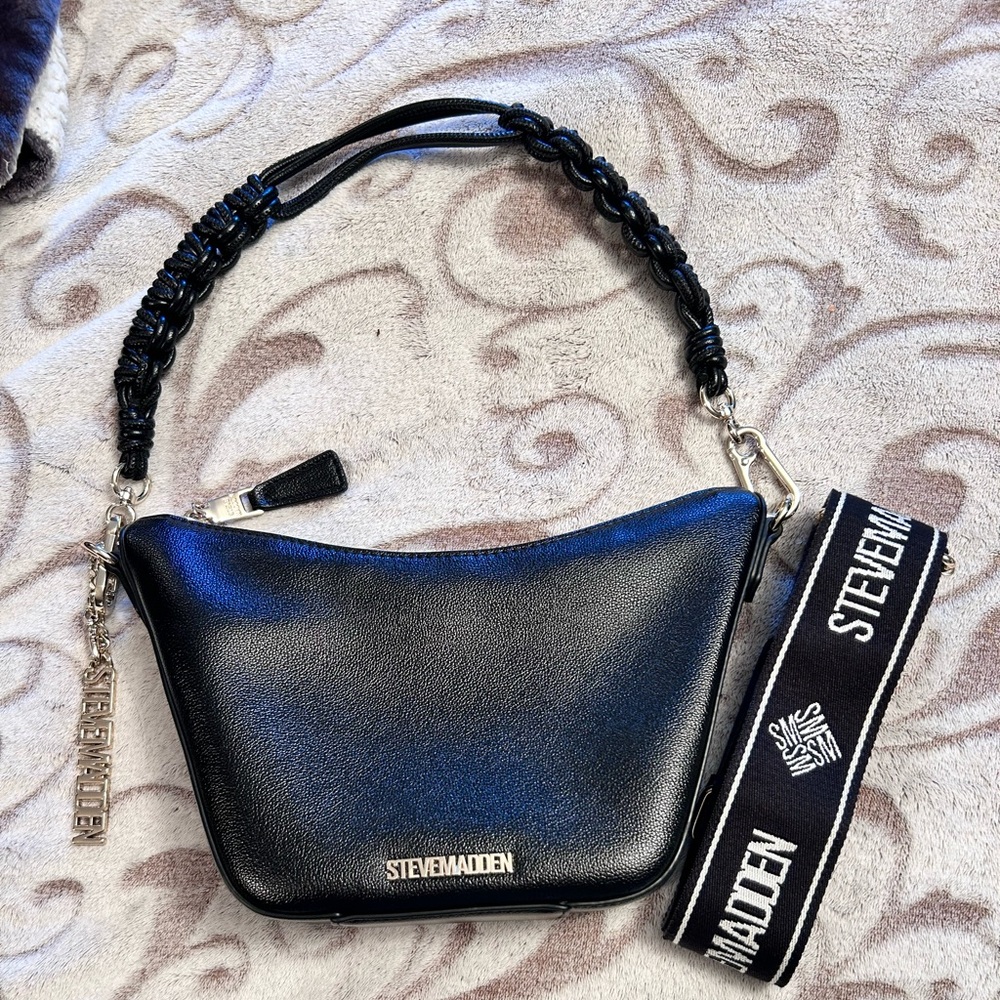 Steve Madden Black Crossbody Bag with Silver Accents